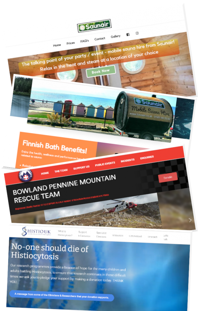 Collage of website design pages in Tavistock and around the UK